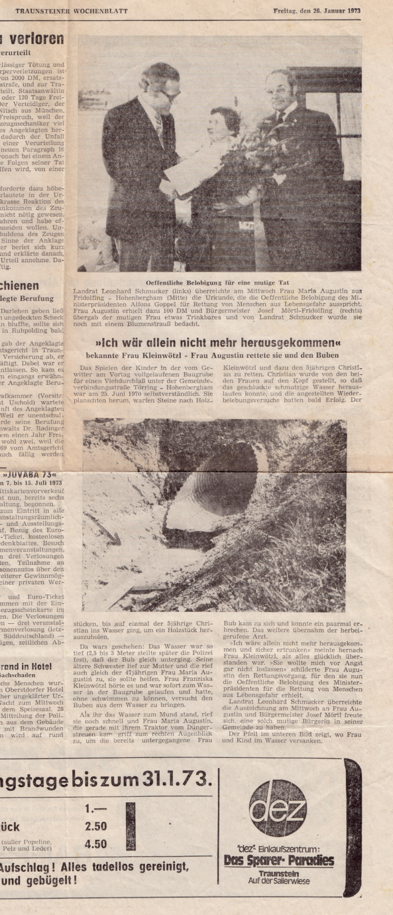 Lebensrettung im Sommer 1970